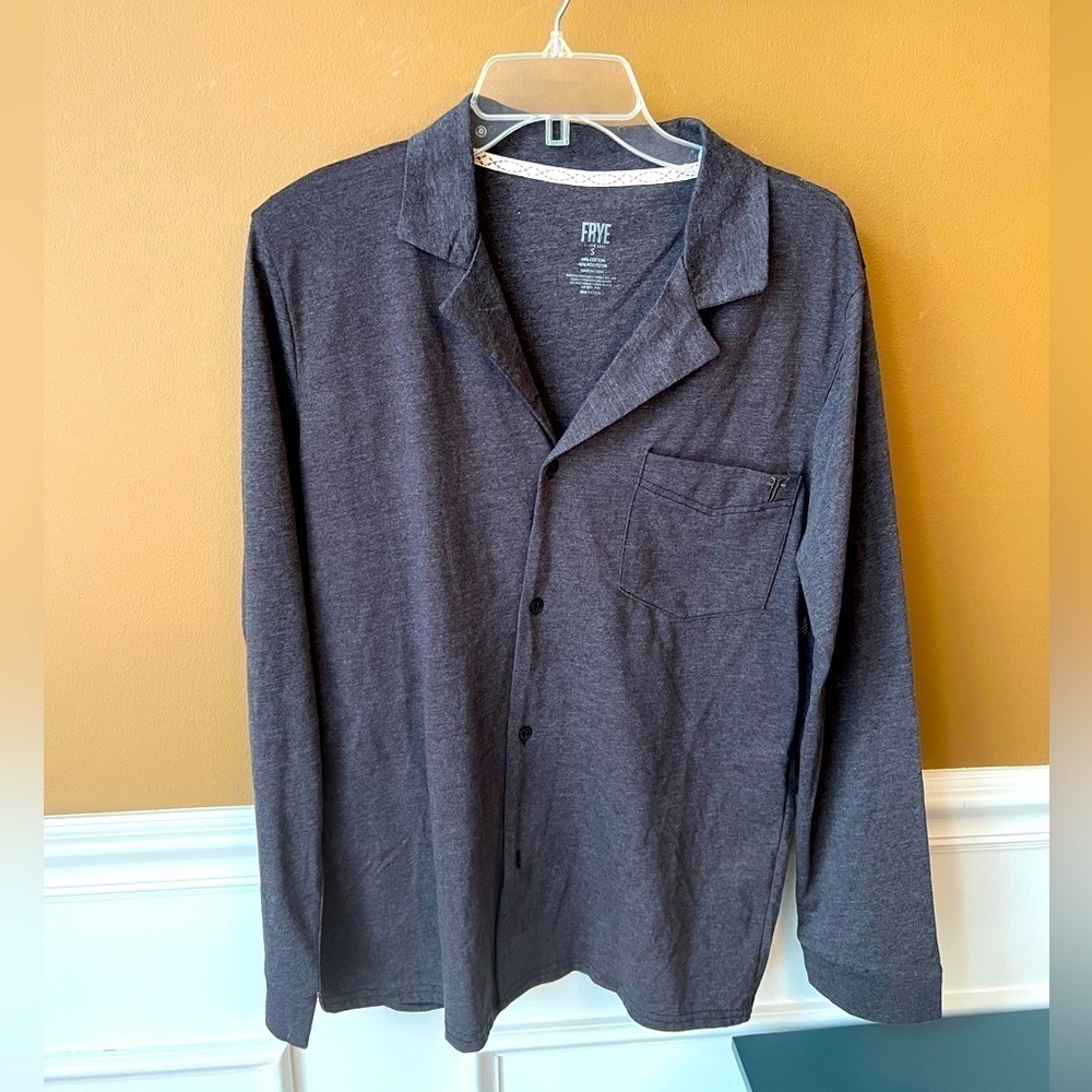 Frye Men's Gray Cotton Button Down Pajama Top Size S